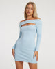 Image of Niwaya Long Sleeve Mini Dress in Rib Powder Blue