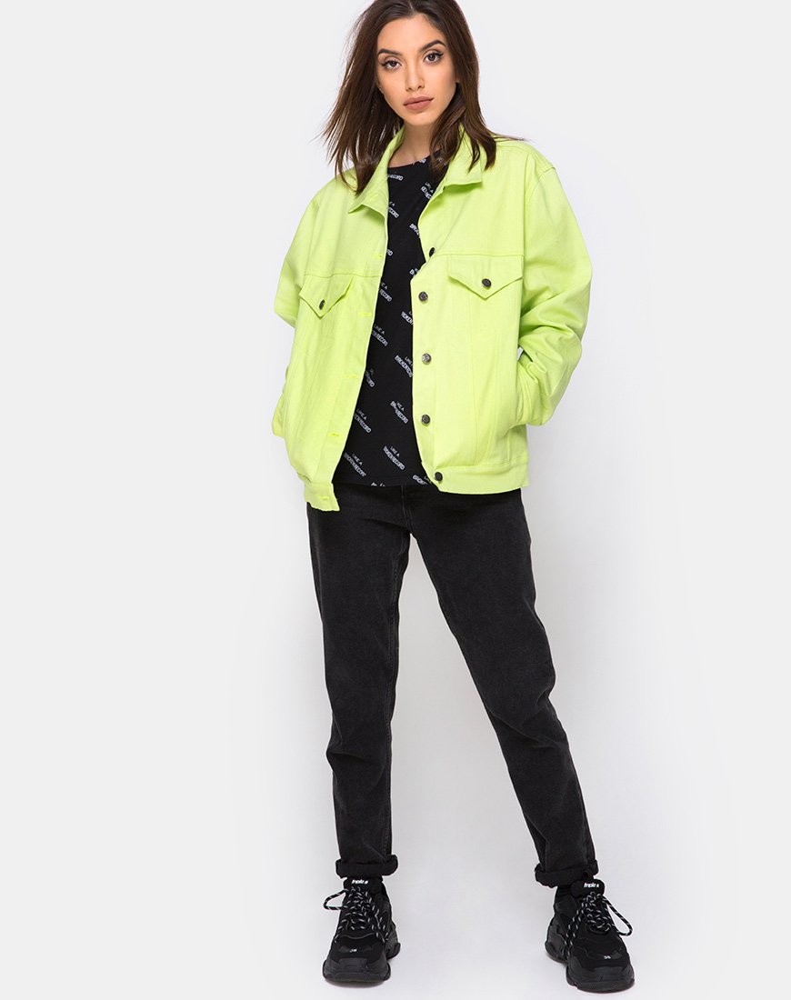 Zara neon store green denim jacket