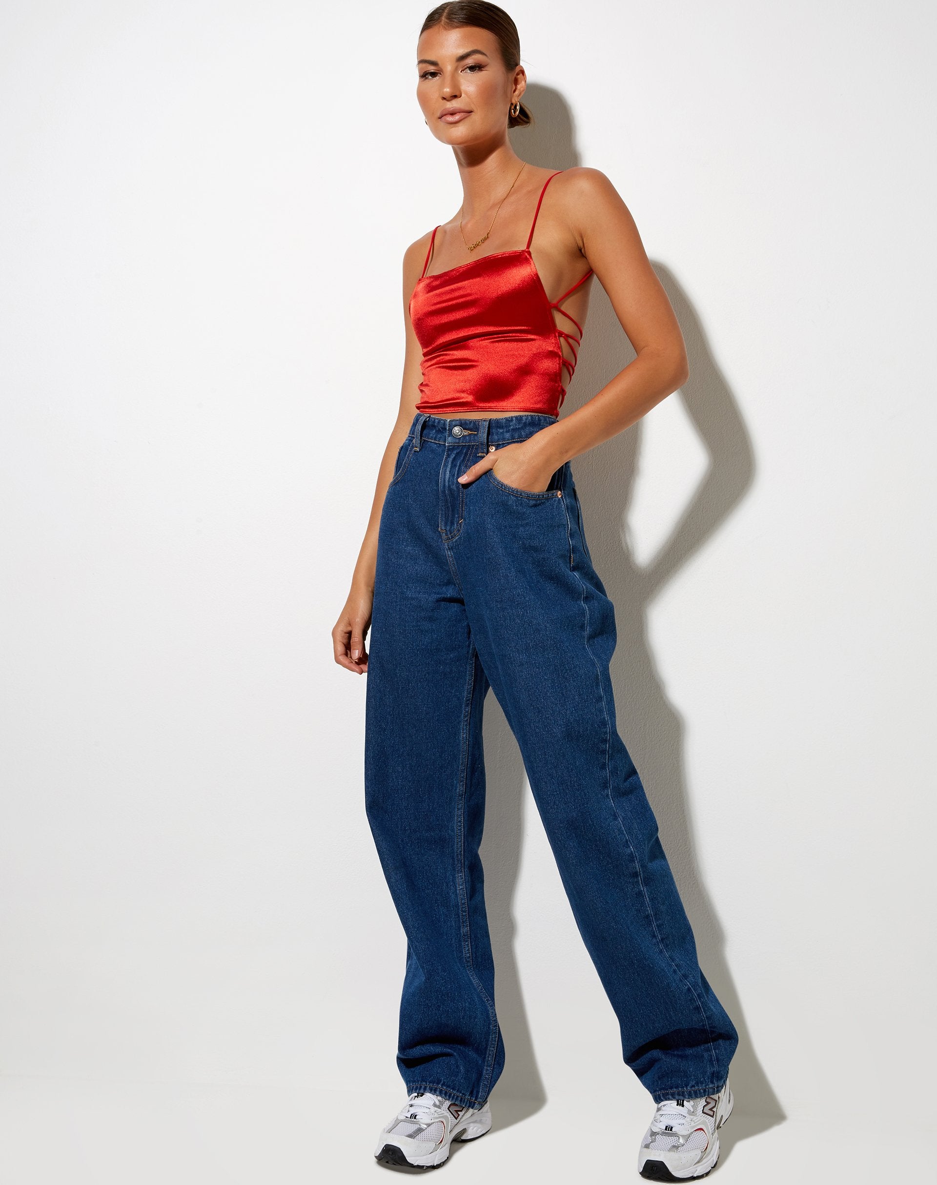 Image of Ozka Crop Top in Satin Rust