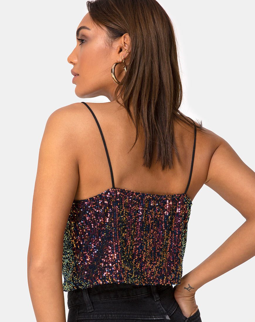 Bandira Bandeau Top in Sequin Solarized Green