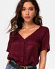 Image of Parki Top in Satin Cheetah Burgundy