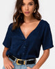 Image of Parki Top in Satin Cheetah Navy