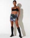 Pelma Mini Skirt in Satin Ombre Blue
