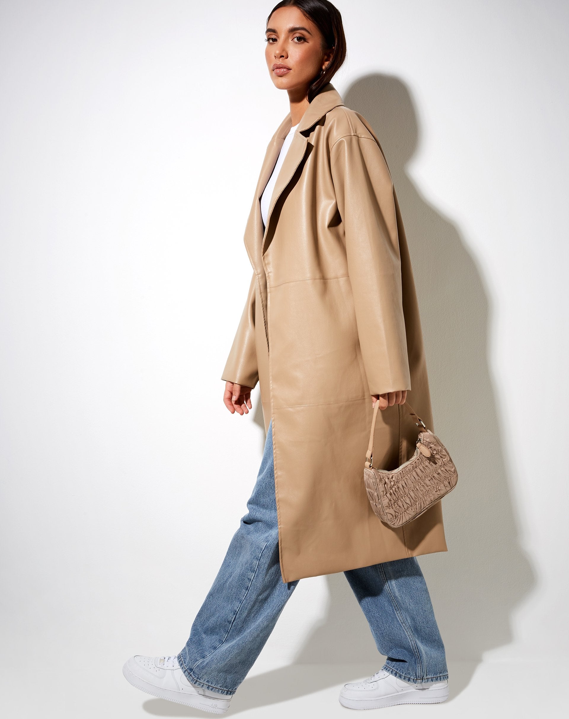 Image of Duster Coat in PU Tan