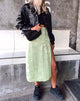 Image of Saika Midi Skirt in Satin Rose Lime