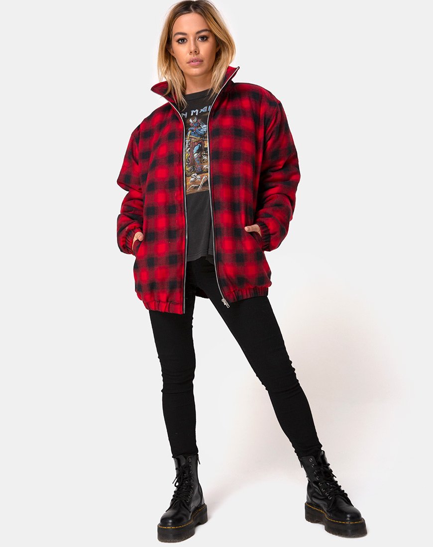 Red and black flannel on sale coat