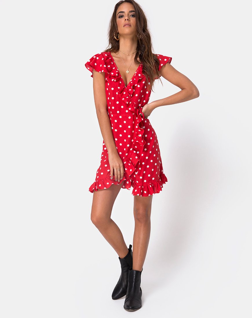 Red polka dot hot sale skater dress