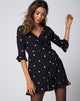 Image of Riser Dress in Polkadot Black and White