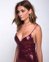 Image of Roxanne Maxi Dress in Mini Sequin Burgundy