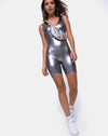 Image of Sadie Unitard in Metallic Silver