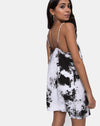 Image of Sagha Slip Dress in Mono Tie Dye Black and White