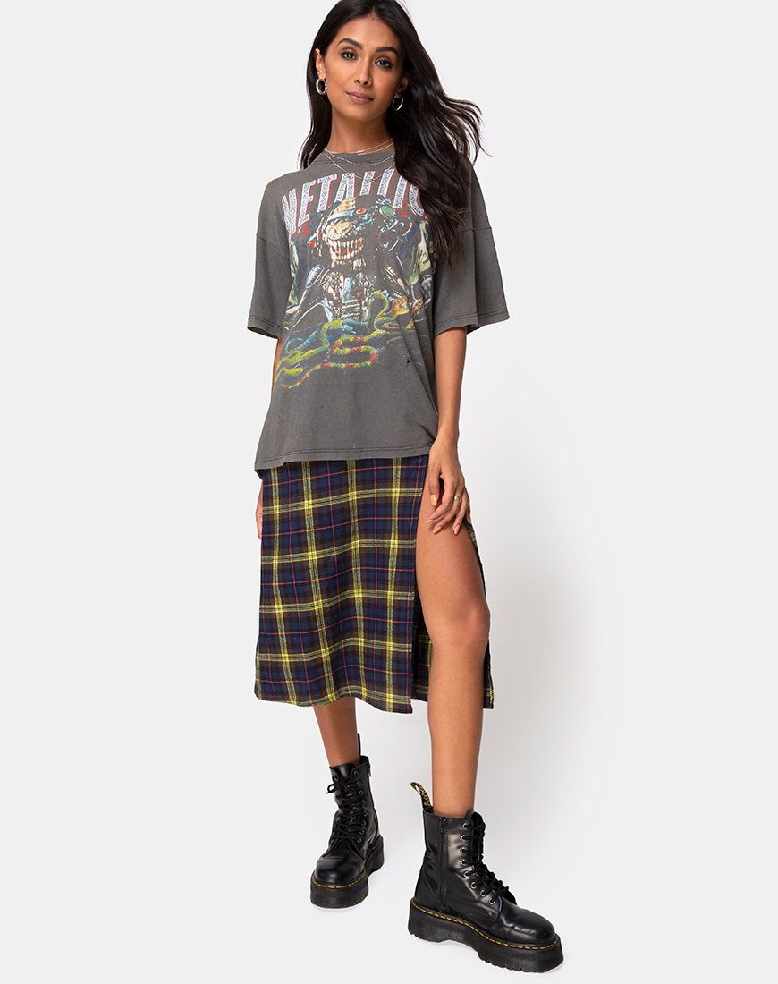 Grey yellow plaid outlet skirt