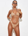 Image of Shell Bikini Top in Small Flower Brown