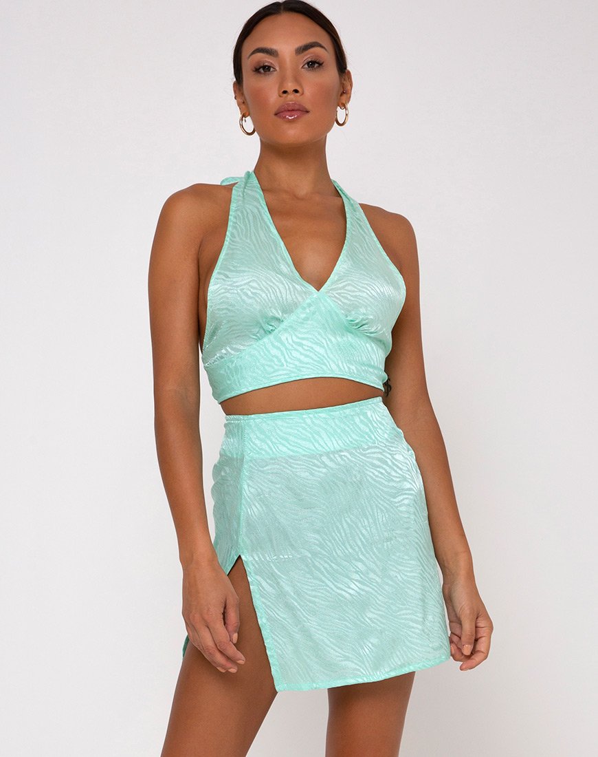 Image of Shenka Mini Skirt in Zebra Aquamarine