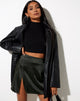 Image of Shenka Mini Skirt in Satin Dark Khaki