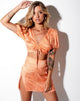 Image of Shenka Mini Skirt in Satin Zebra Cantaloupe