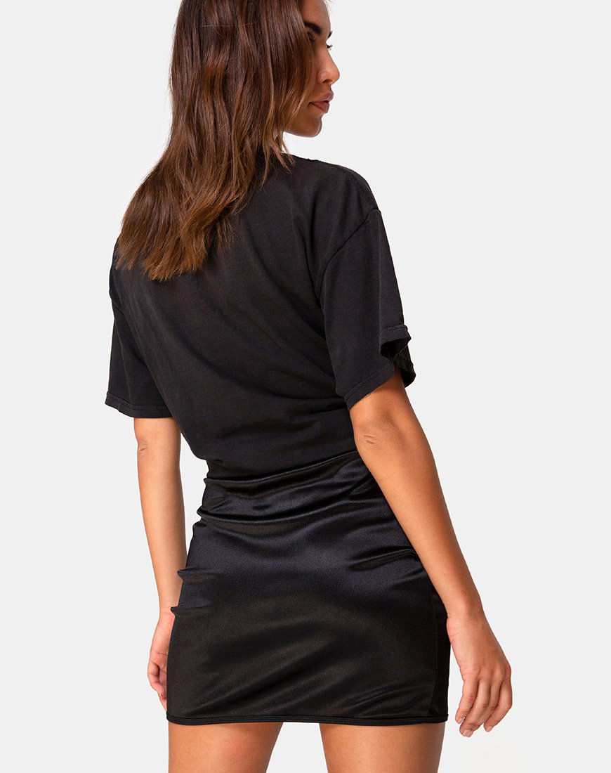 Satin Black Mini Skirt Shena – motelrocks-com-aus
