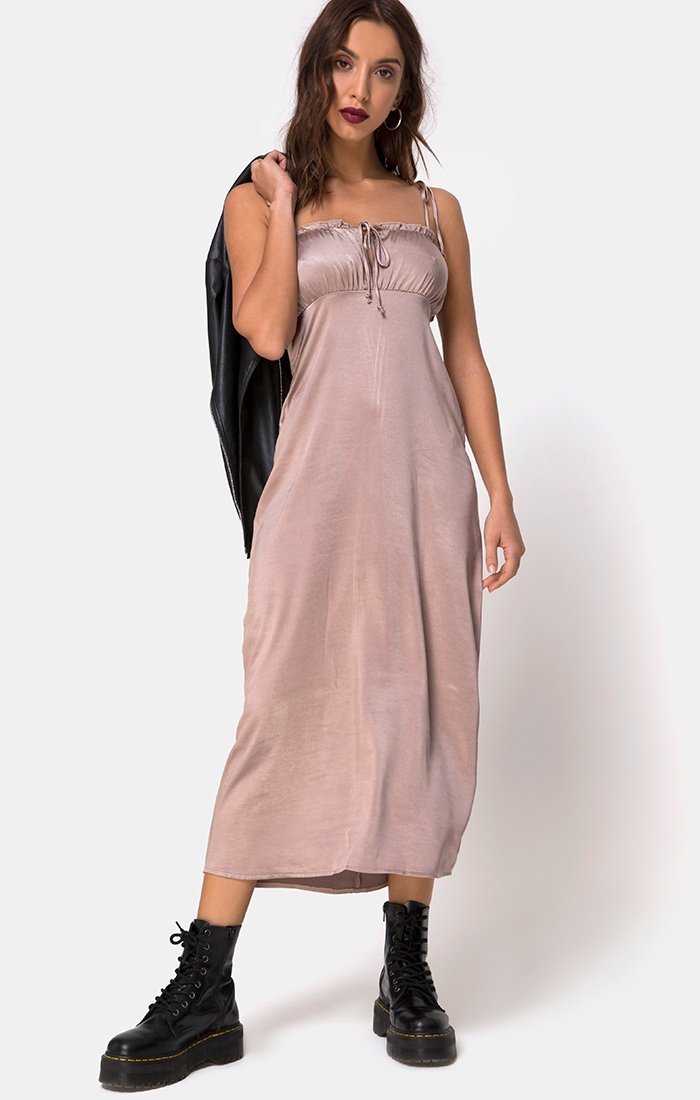 Image of Shilia Dress in Satin Mink