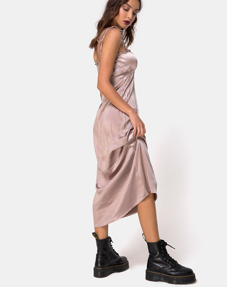 Image of Shilia Dress in Satin Mink