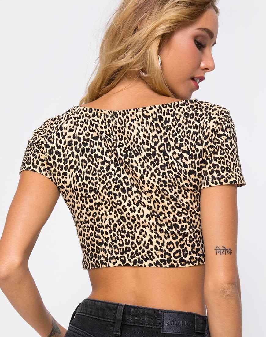 Image of Shim Cutout Crop Top in Rar Leopard