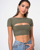 Image of Shim Cutout Crop Top in Khaki