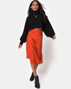 Image of Tauri Midi Skirt in Satin Rose Rust