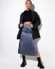Image of Tindra Midi Skirt in Satin Slate Blue