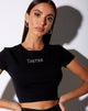 Image of Tiney Crop Tee in Black Taurus Diamante