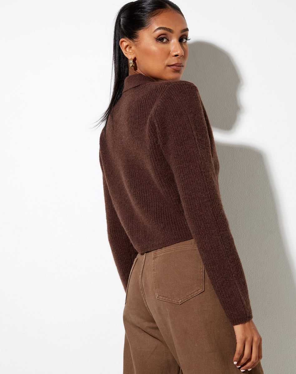 Eaphi TAPE EMBROIDERY MIX KNIT ブラウン Eaphi TAPE EMBROIDERY MIX KNIT brown - メルカリ