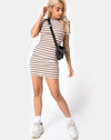 Image of Whitley Bodycon Dress in Rib Stripe Cream Black and Tan