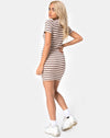 Image of Whitley Bodycon Dress in Rib Stripe Cream Black and Tan