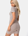 Image of Whitley Bodycon Dress in Rib Stripe Cream Black and Tan