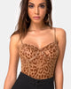 Image of Yecal Sheer Bodice in Animal Flock Tan Brown