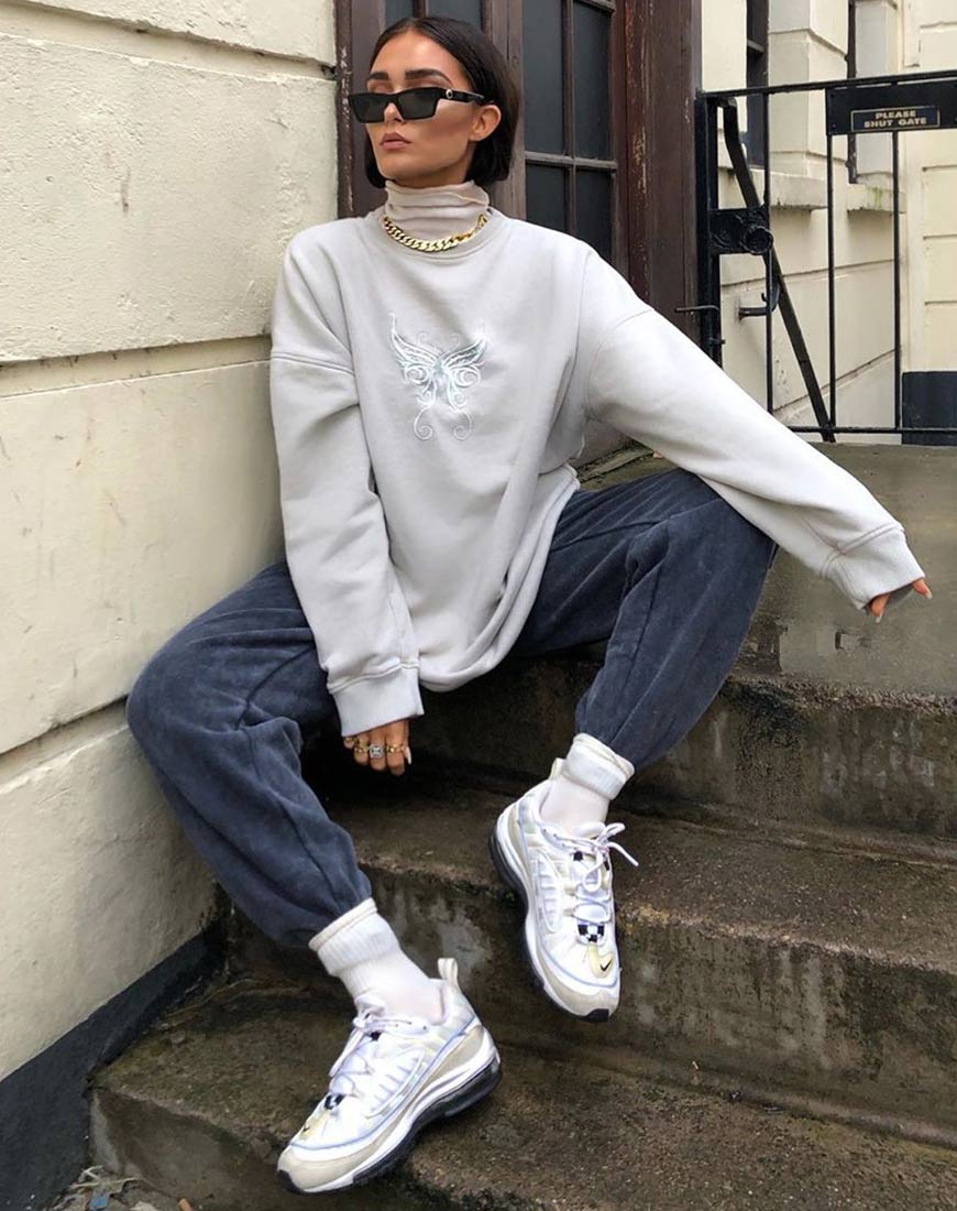 Image of Glo Sweatshirt in Ecru with Butterfly Embro