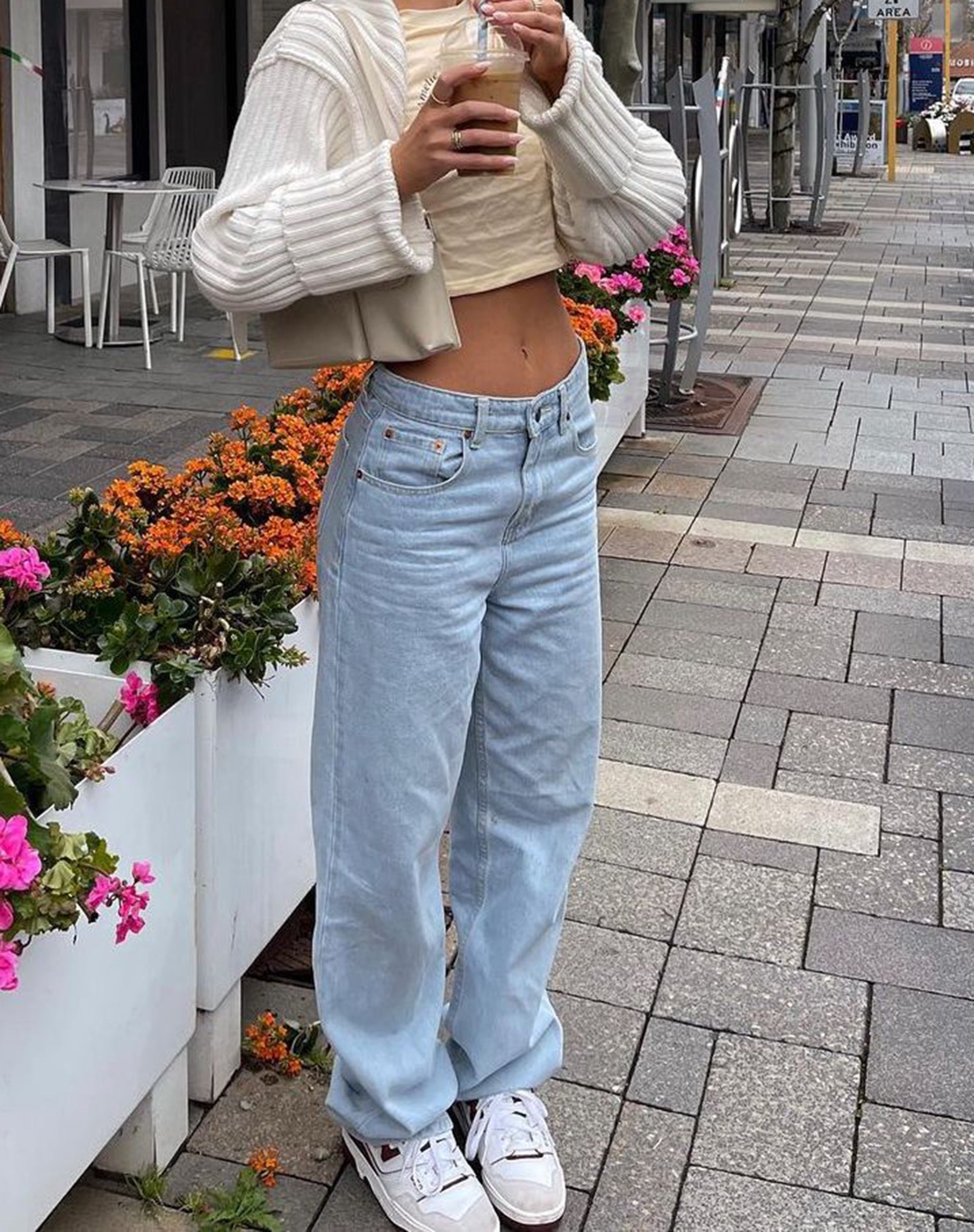 image of Low Rise Parallel Jeans in Light Wash Blue