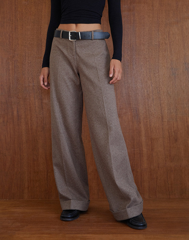 Image of Abdel Faux Wool Tailored Trouser in Walnut