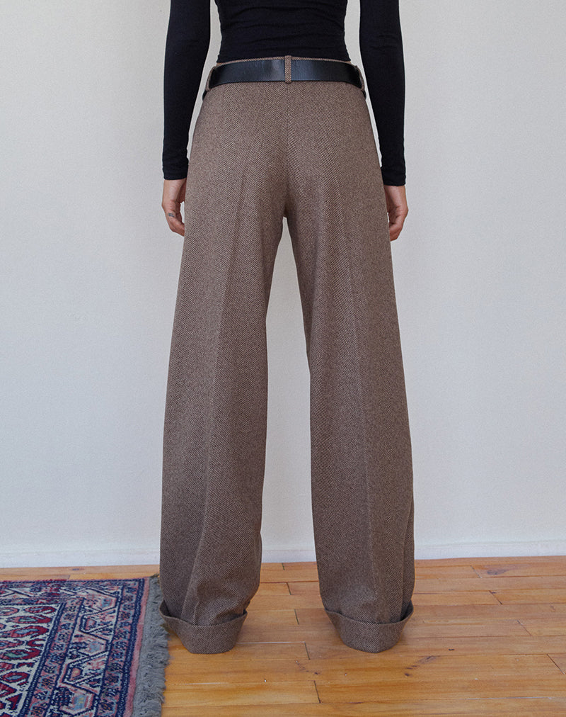 Abdel Faux Wool Tailored Trouser in Walnut