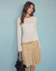 Image of Image of Abila Midi Skirt in Tan Faux Suede