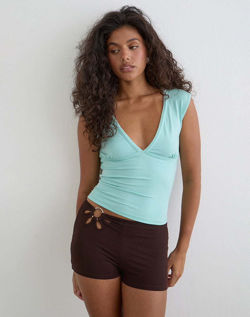 Image of Abril Short with Flower Ring in Bitter Chocolate