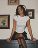 Image of Izzy Lace Trim Tee in White Teddy Motif