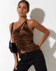 image of Adiba Crop Top in Satin Brown