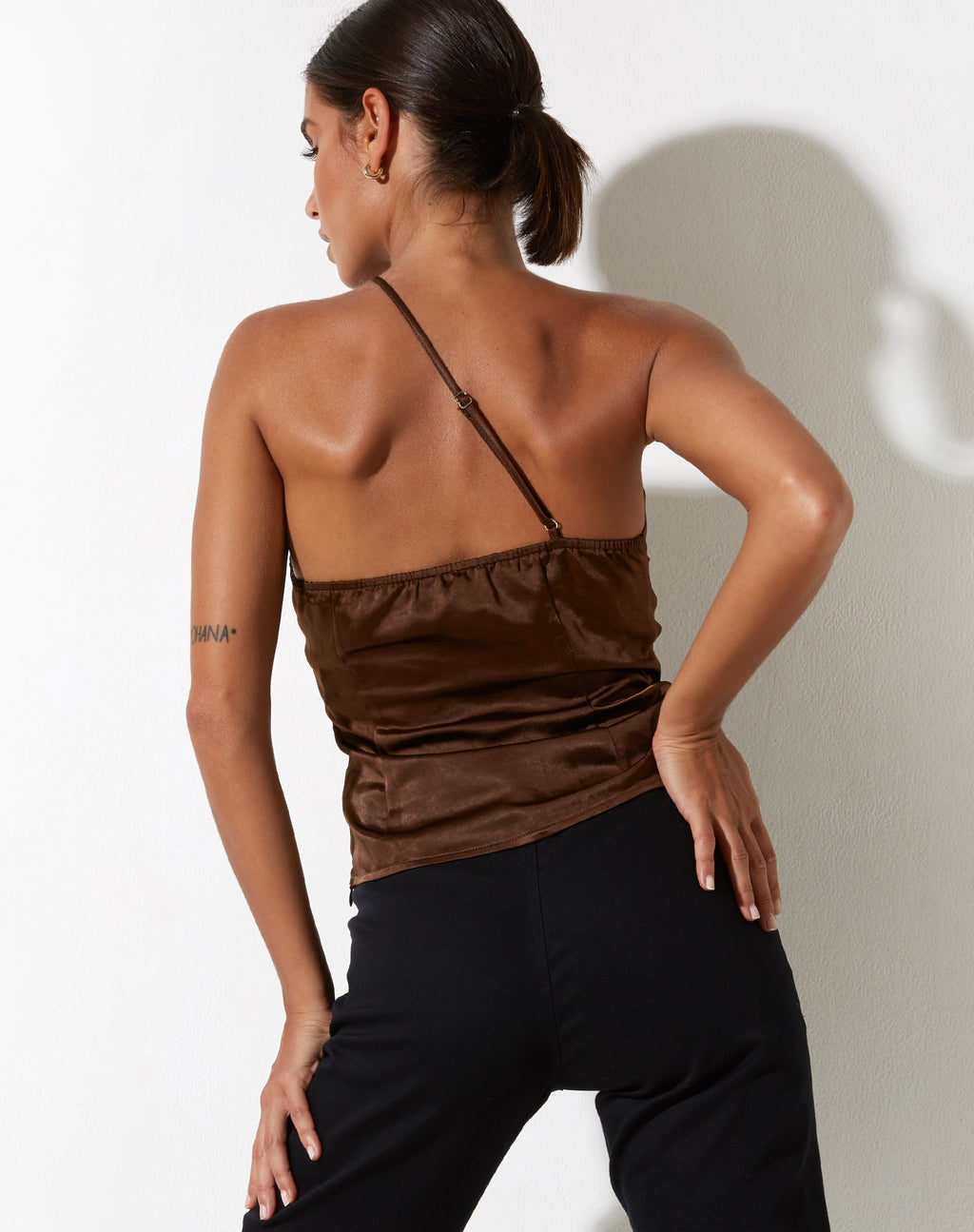 Adiba Crop Top in Satin Brown