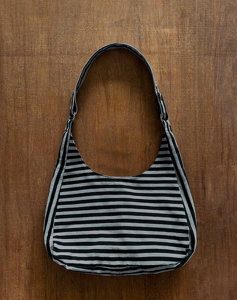 Image of Aimi Bag in Grey and Black Stripe