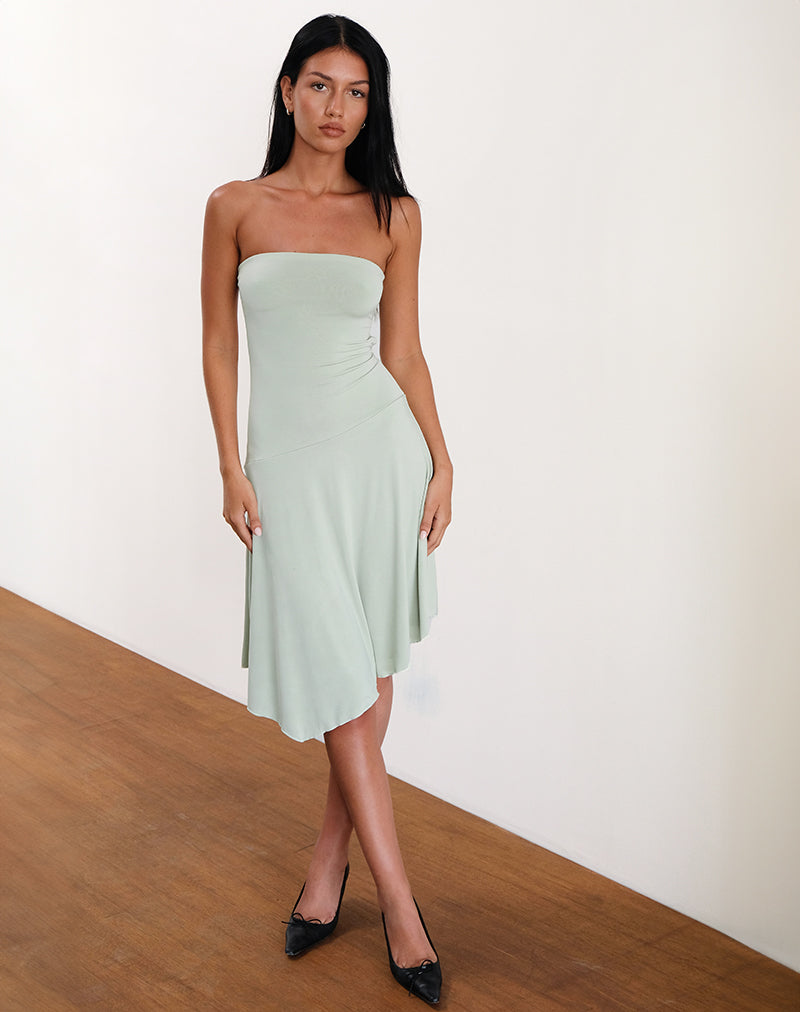 Image of Akira Bandeau Midi Dress in Slinky Sage