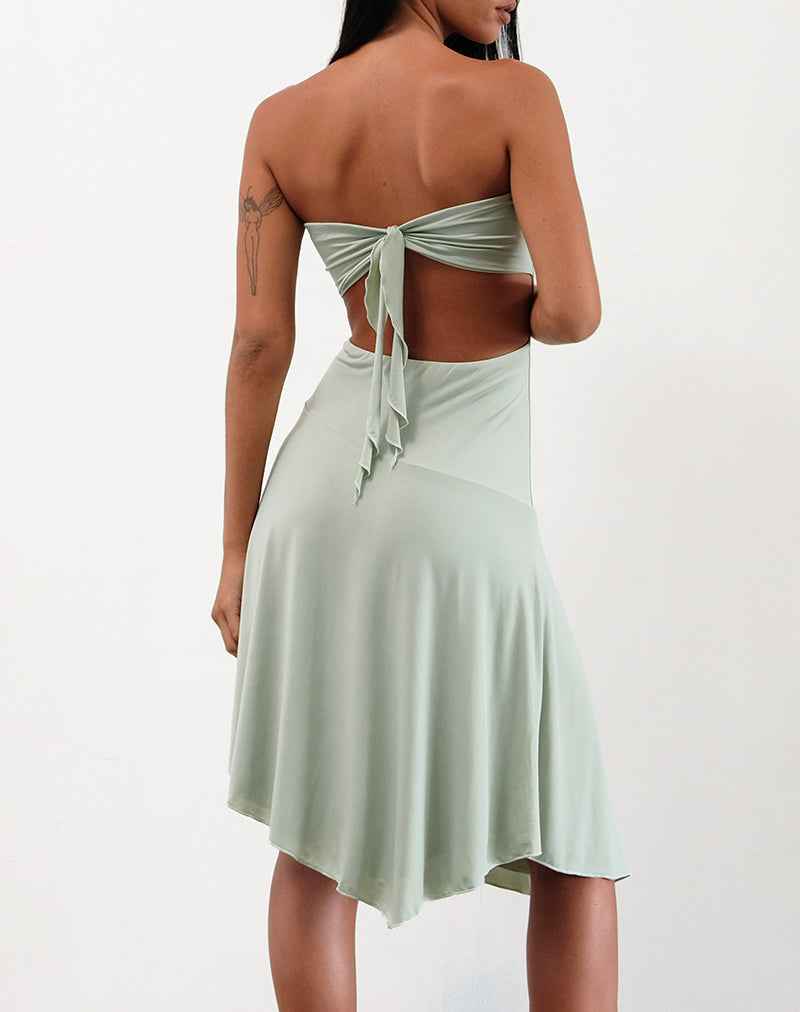 Akira Bandeau Midi Dress in Slinky Sage