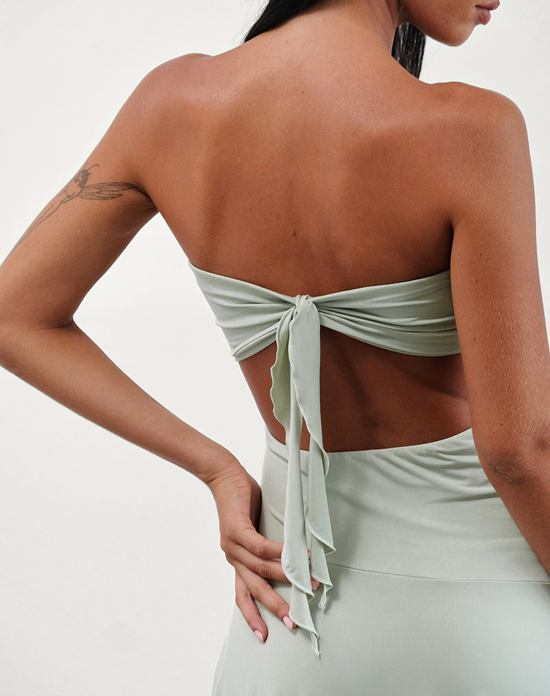 Image of Akira Bandeau Midi Dress in Slinky Sage