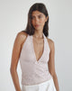 Image of Aksa Halterneck Top in Lace Lotus Pink