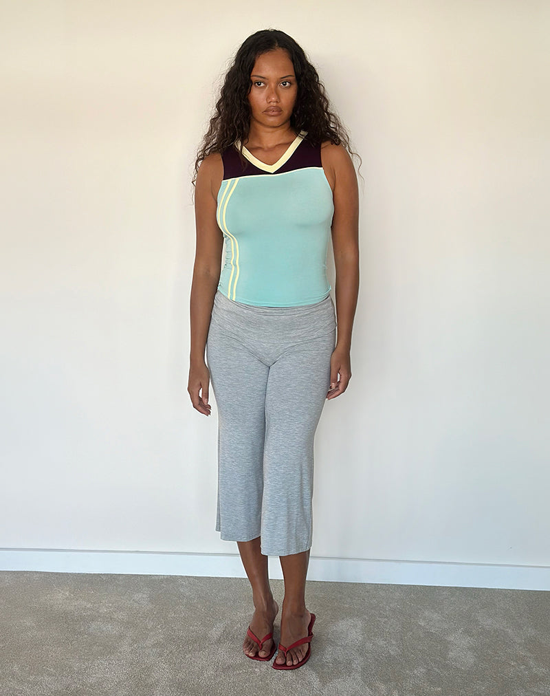 Image of Alba Top in Aqua and Fig with Lemon Binding