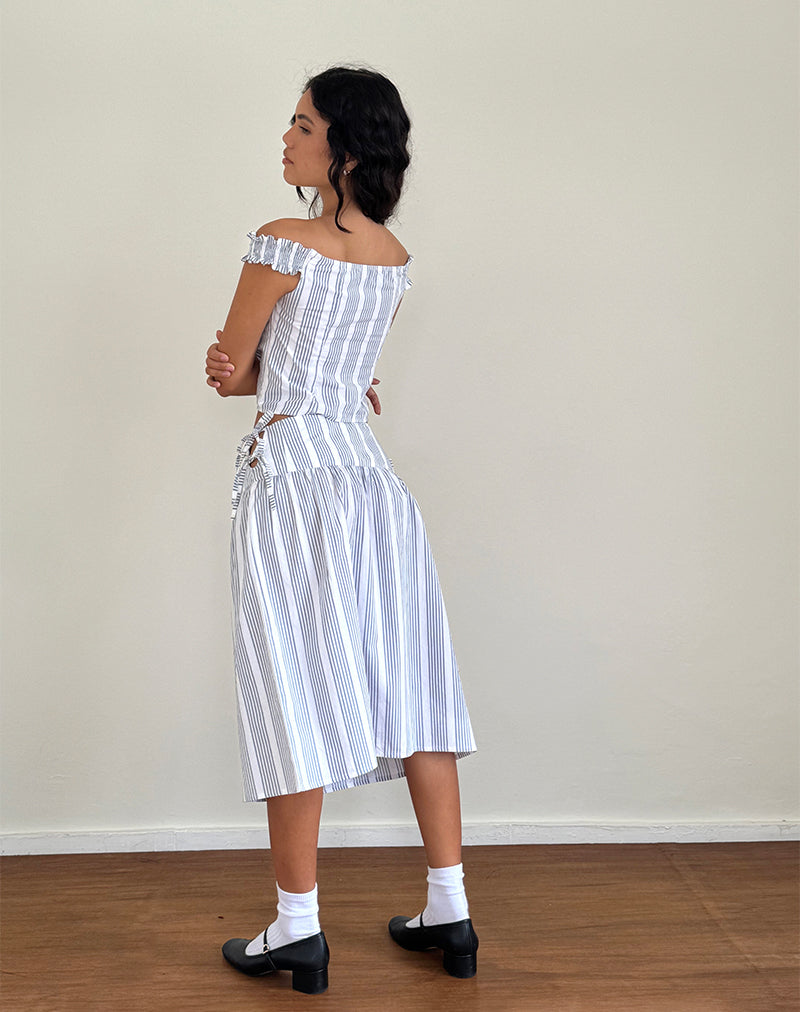 Image of Sasay Midi Skirt in Vertical Grey Stripe