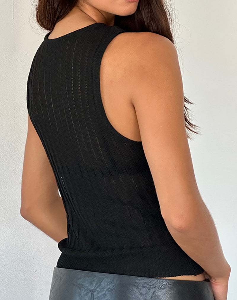 Image of Alessia Vest Top in Wide Rib Knit Black